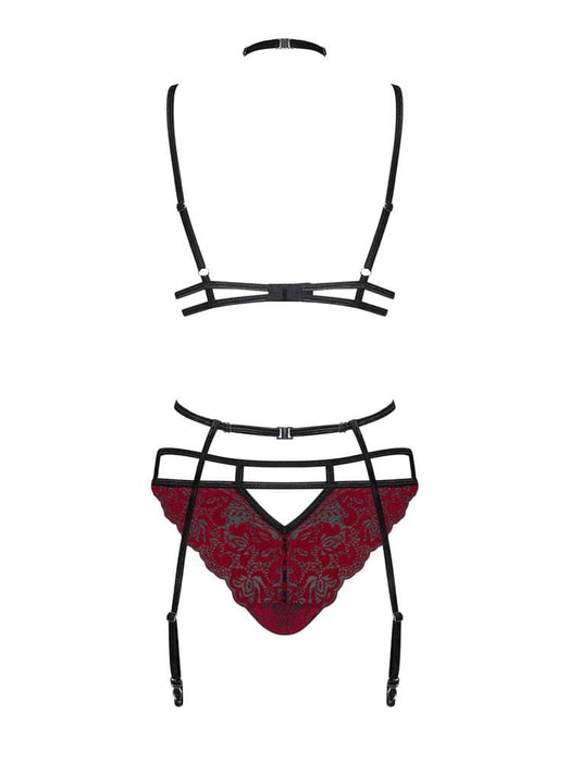 Set lenjerie, Obsessive, SUGESTINA, roșu-negru, mărimi L/XL