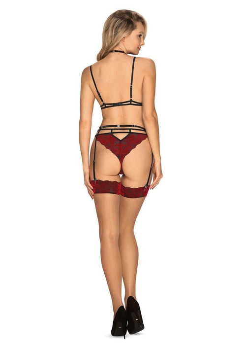 Set lenjerie, Obsessive, SUGESTINA, roșu-negru, mărimi L/XL