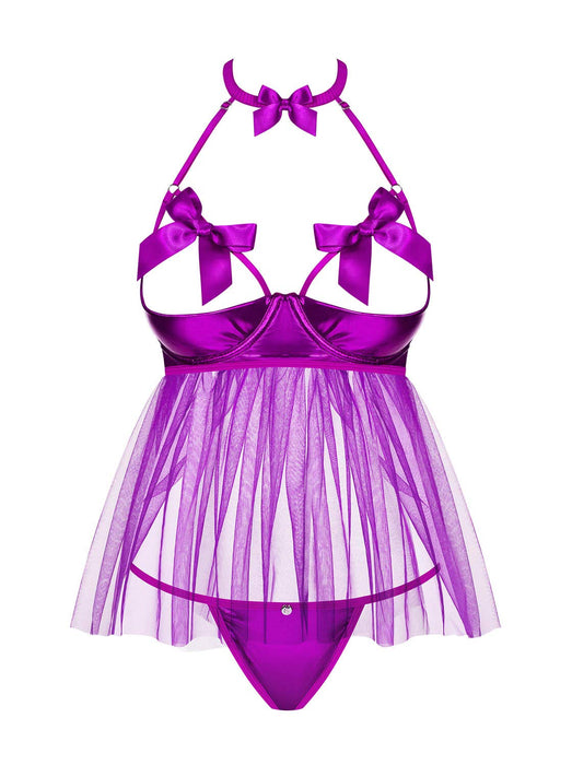 Set lenjerie, Velishy Delishya, babydoll și tanga, violet, L/XL