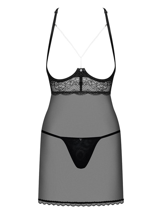 Set lenjerie, Pet Love, Pearlove, cămașă și tanga, negru, S/M
