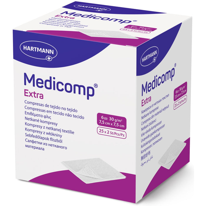 Compresă sterilă, Hartmann, MEDICOMP extra, 7,5 x 7,5 cm