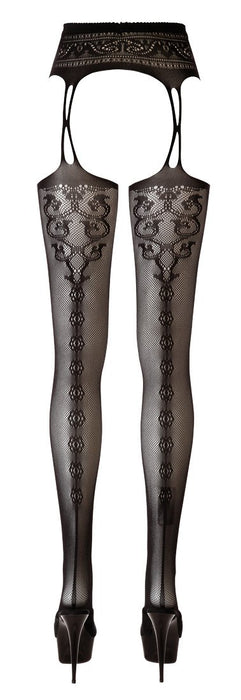 Set portjartier și ciorapi, Cottelli Collection, negru, mărimea L/XL