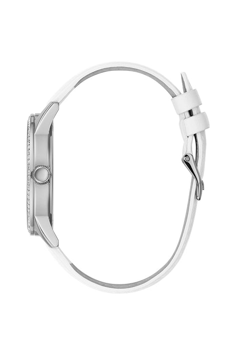 Ceas analog Guess, decorat cu cristale, alb/roșu