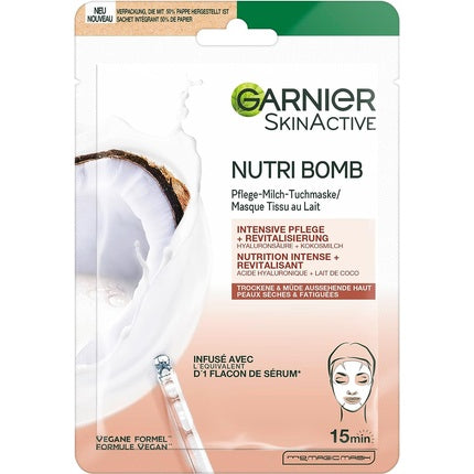 Mască facială, Garnier SkinActive, Nutri Bomb, lapte de cocos
