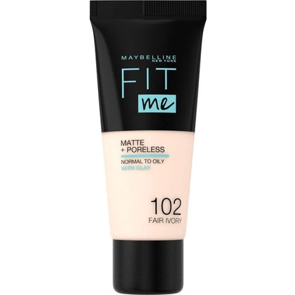 Fond de ten lichid, Maybelline Fit Me, Matte & Poreless, 102 Fair Ivory, 30 ml