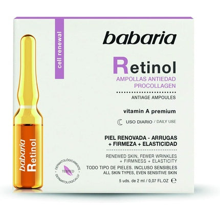 Set fiole anti-îmbătrânire Babaria Retinol Procollagen, 5 bucăți