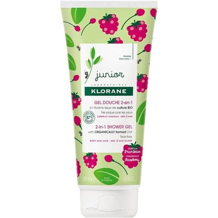 Gel de duș 2în1, Klorane Junior, zmeură, 200 ml