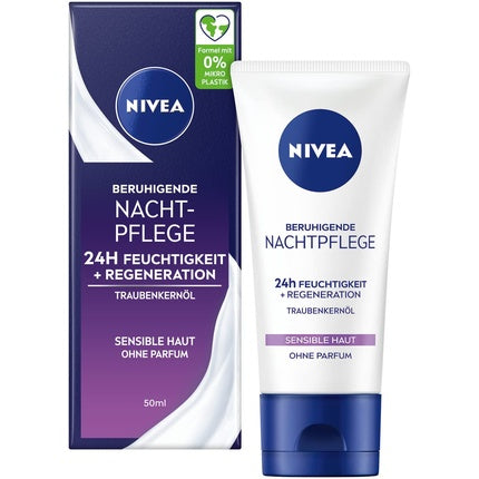 Cremă de față, Nivea, Soothing Night Care, fără parfum, 24h hidratare