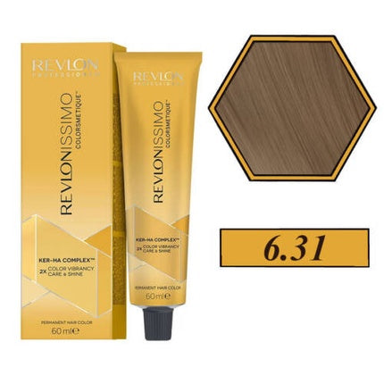 Vopsea de păr, Revlon, Revlonissimo Colorsmetique, șaten deschis cu reflexe aurii, 60 ml