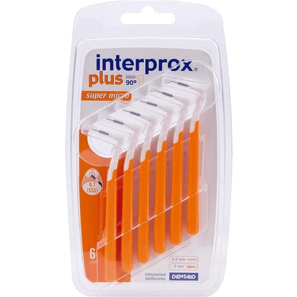 Periuță interdentară, Interprox, Super Micro Plus, 0.5mm, portocalie, set 6