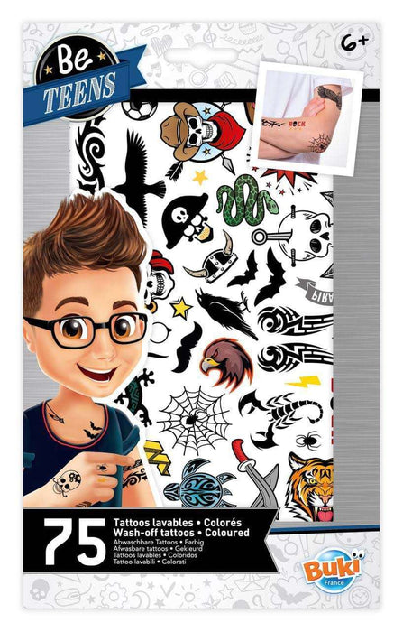 Set tatuaje temporare, Buki France, 75 modele, 2 coli