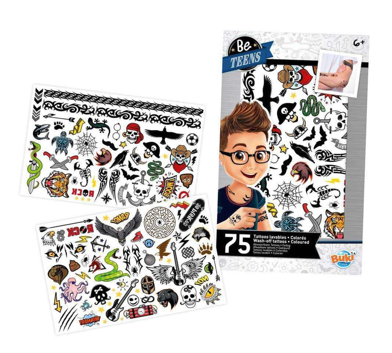 Set tatuaje temporare, Buki France, 75 modele, 2 coli