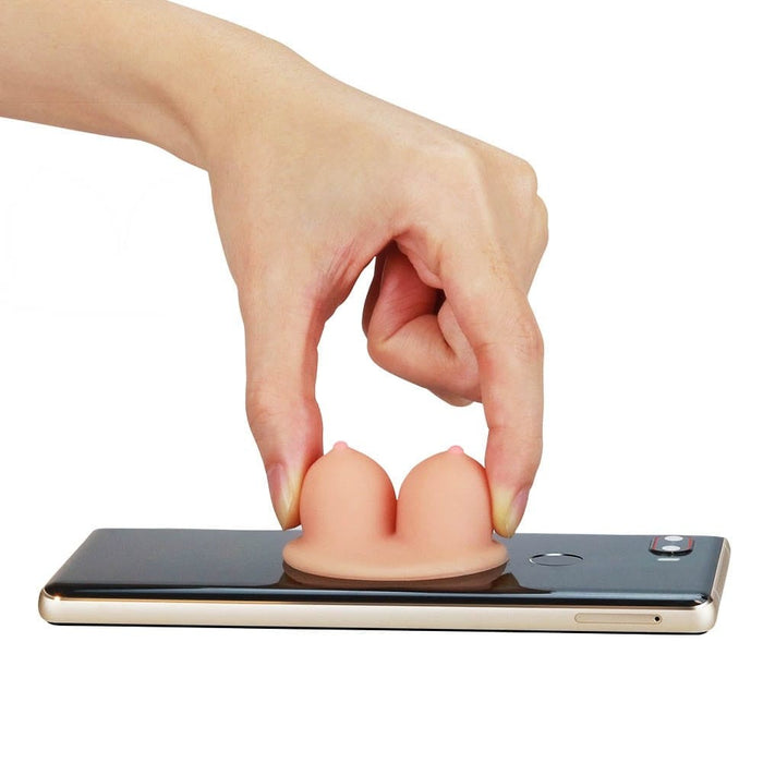 Suport telefon/tabletă, Lovetoy, Model Boobie, silicon, roșu