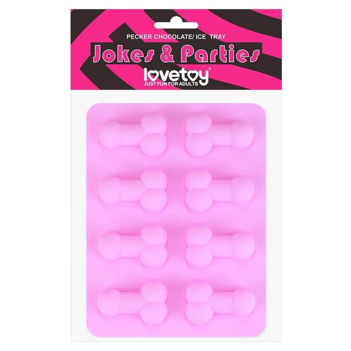 Tavă din silicon, Lovetoy, Pecker, 8 forme, roșu