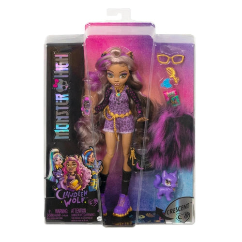 Păpușă Monster High, Mattel, Clawdeen Wolf, păr mov