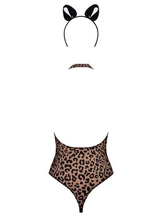 Costum body thong și bentiță Obsessive Leocatia, imprimeu leopard