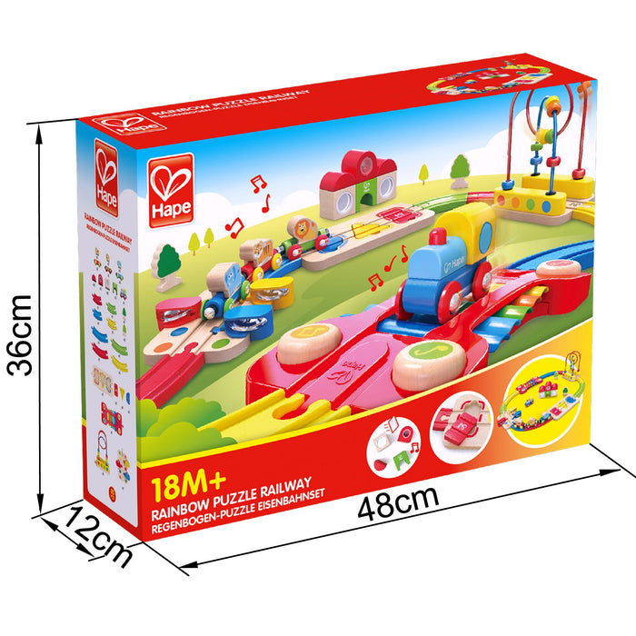 Jucărie tren Hape, curcubeu, lemn, 30 piese