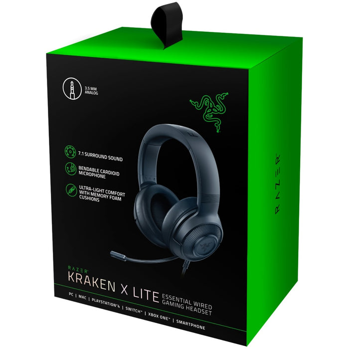 Căști gaming, Razer Kraken X Lite, negru, microfon flexibil