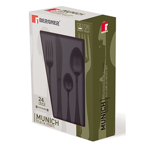 Set Tacâmuri, Bergner Munich, 24 Piese, Negru Mat