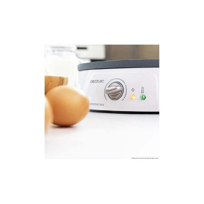 Aparat clătite, Cecotec, Fun Crepestone Twin, 1200 W, alb
