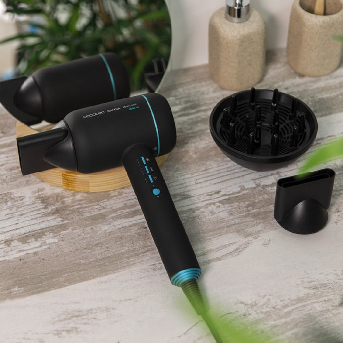 Uscător de păr, Cecotec Bamba IoniCare 6000 Rockstar Ice, digital, negru