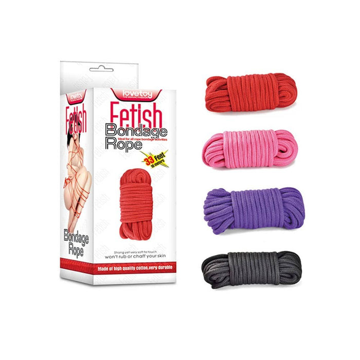 Frânghie Bondage, Lovetoy, bumbac, 10 m, roșu