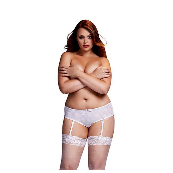 Chilot boyshort, Baci, White Rose, dantelă albă, XL