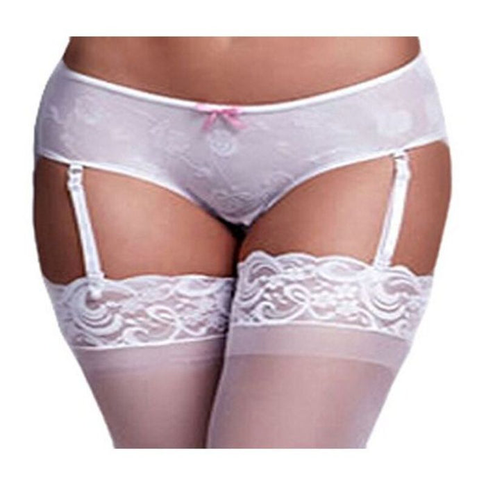Chilot boyshort, Baci, White Rose, dantelă albă, XL