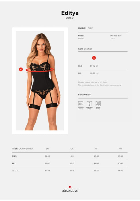 Corset, Obsessive, Editya, negru, mărime M/L