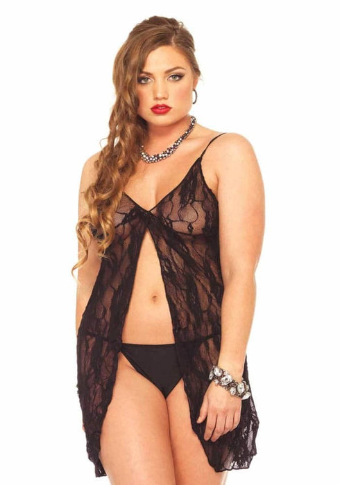 Babydoll cu dantelă, Leg Avenue, mărime Plus, negru