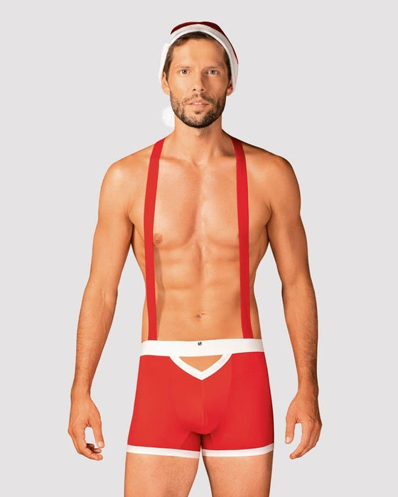 Costum Moș Crăciun, Obsessive, set S/M, roșu
