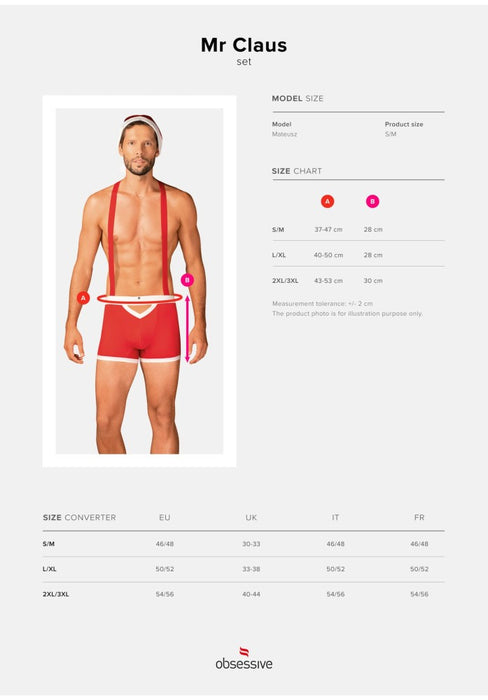 Costum Moș Crăciun, Obsessive, set S/M, roșu