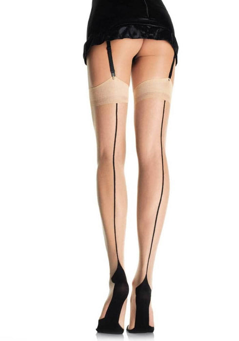 Ciorapi Lycra, Leg Avenue, model Cuban, Nude/Negru