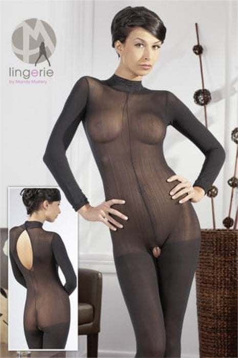 Costum Catsuit, Orion, mărime S/M, negru, colier dantelă