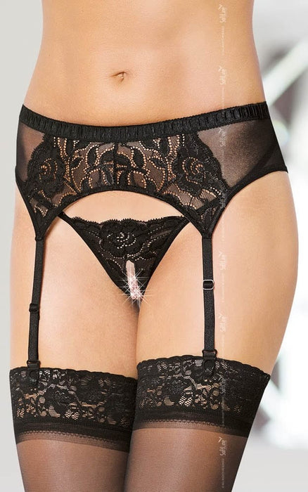 Jartieră și Tanga, Softline, Model 3319, Negru, S/M