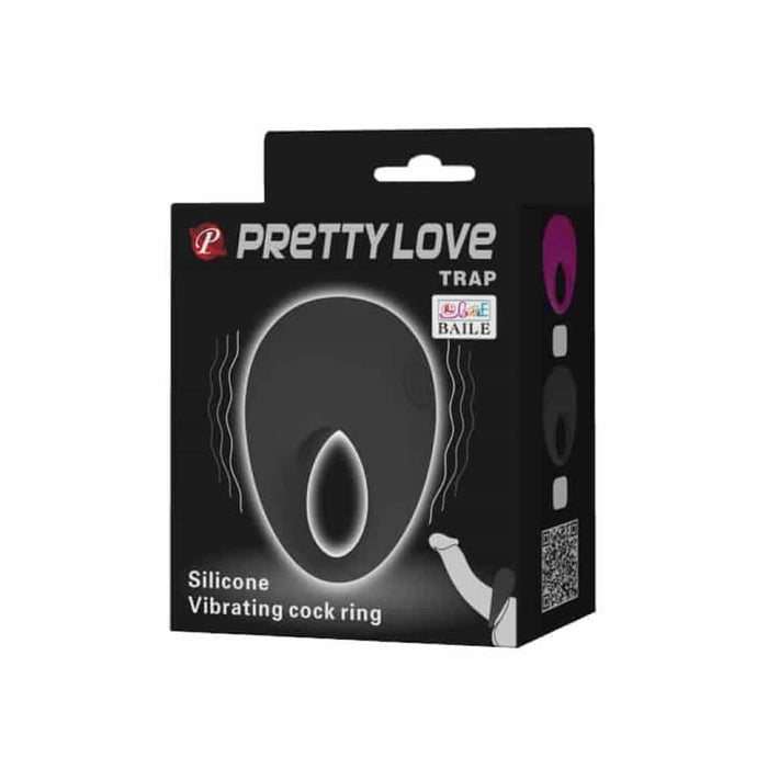 Inel vibrator, Pretty Love Trap, silicon, negru