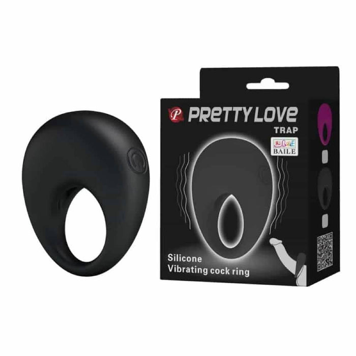 Inel vibrator, Pretty Love Trap, silicon, negru