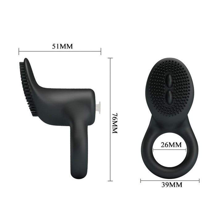 Inel vibrator, Pretty Love Cobra, silicon negru