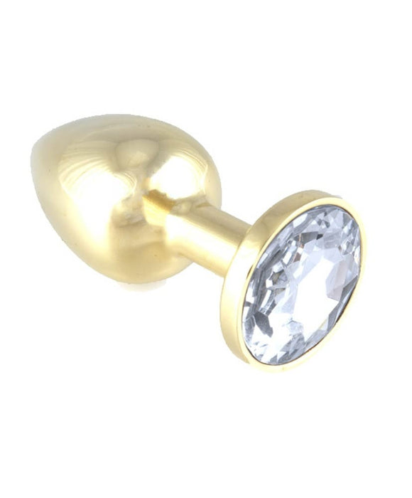 Butt Plug metalic, Narimba, cristal clar, 73 mm