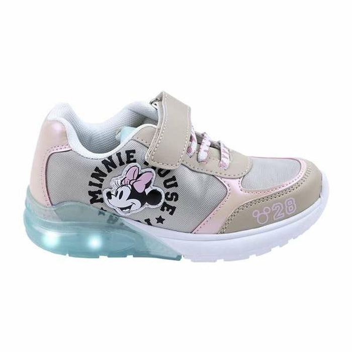 Adidași cu LED, Minnie Mouse, bej, talpă TPR