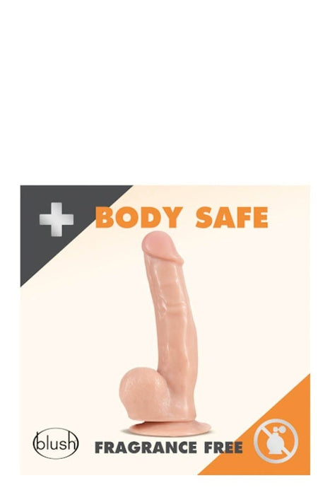 Dildo vibrator rotativ, Blush Dr. Skin, 20 cm, ventuză