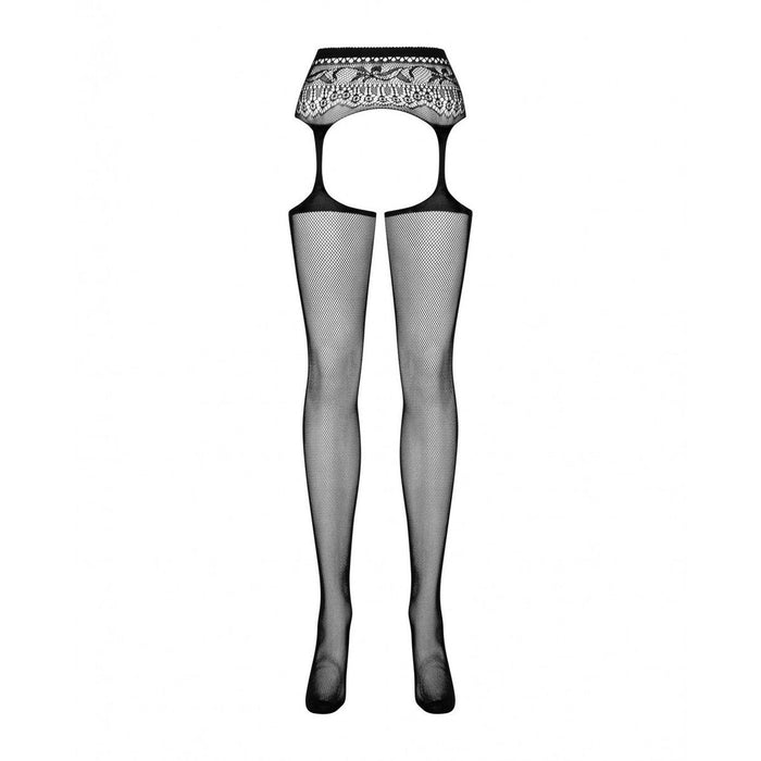 Ciorapi cu Jartieră, Obsessive S307, Negru XL/XXL