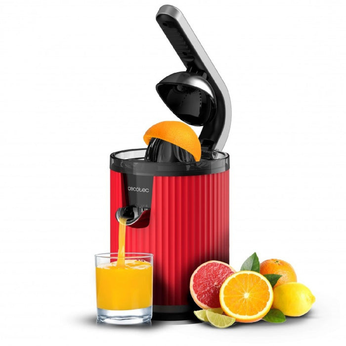 Storcător citrice, Cecotec Xqueeze RetroJuice 600 W, filtru inox, roșu