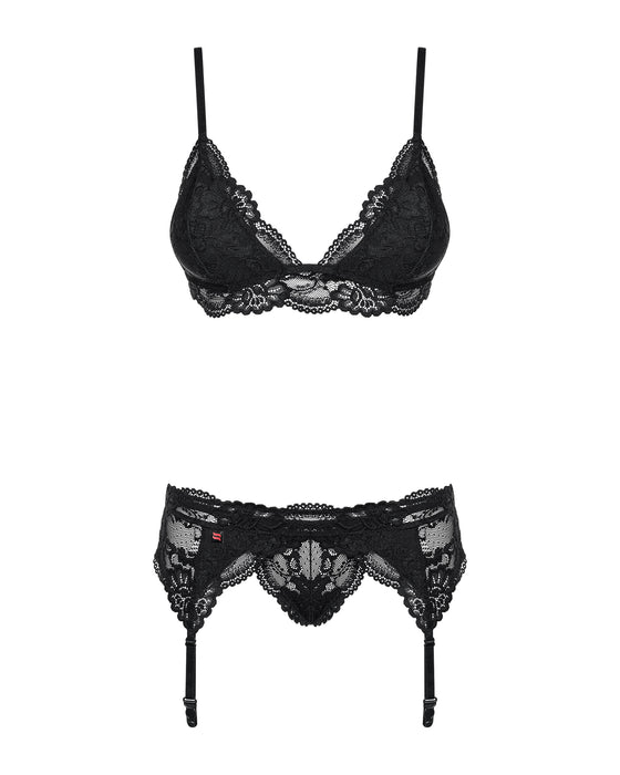 Set lenjerie erotică, Obsessive 810-SEG-1, negru, S/M