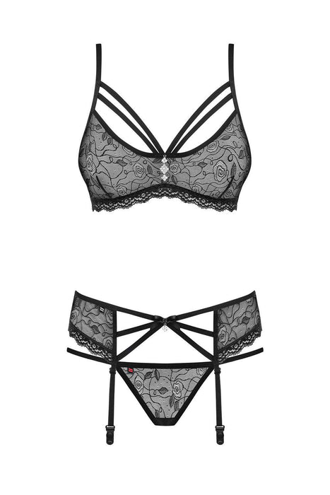 Set lenjerie erotică, Obsessive, 818-SEG-1, negru, mărime L/XL