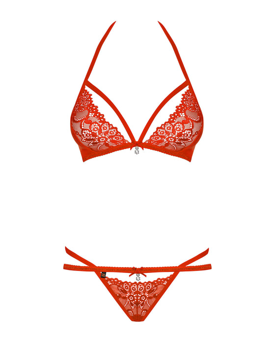 Set lenjerie intimă, Obsessive, 838-SET-3, roșu L/XL