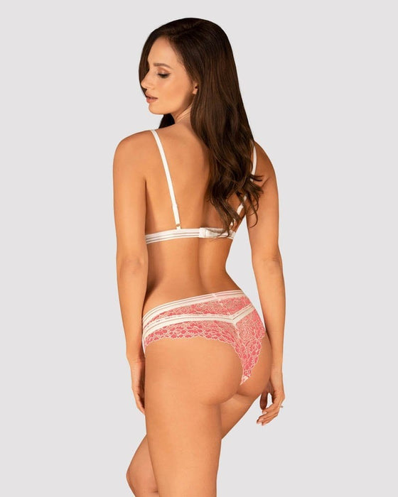 Set lenjerie, Obsessive Bloomys, L/XL, roz pal