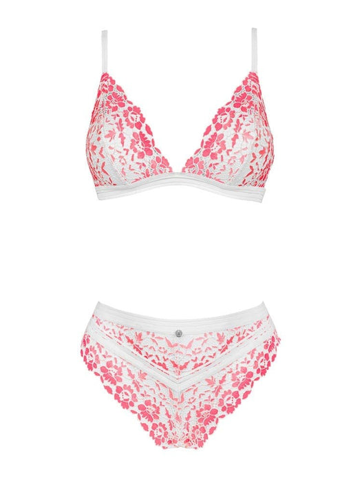 Set lenjerie, Obsessive Bloomys, L/XL, roz pal