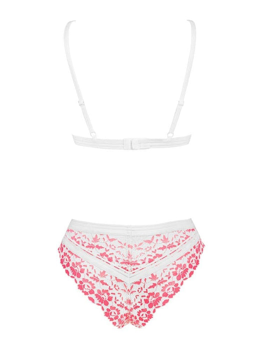 Set lenjerie, Obsessive Bloomys, L/XL, roz pal