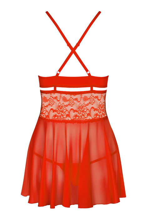 Babydoll și Tanga, Obsessive 838-BAB-3, Roșu, S/M